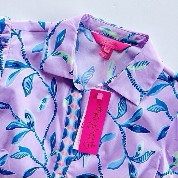 Lilly Pulitzer Women’s Kennia Stretch Top Purple Iris Slathouse Jungle - Picture 5 of 5